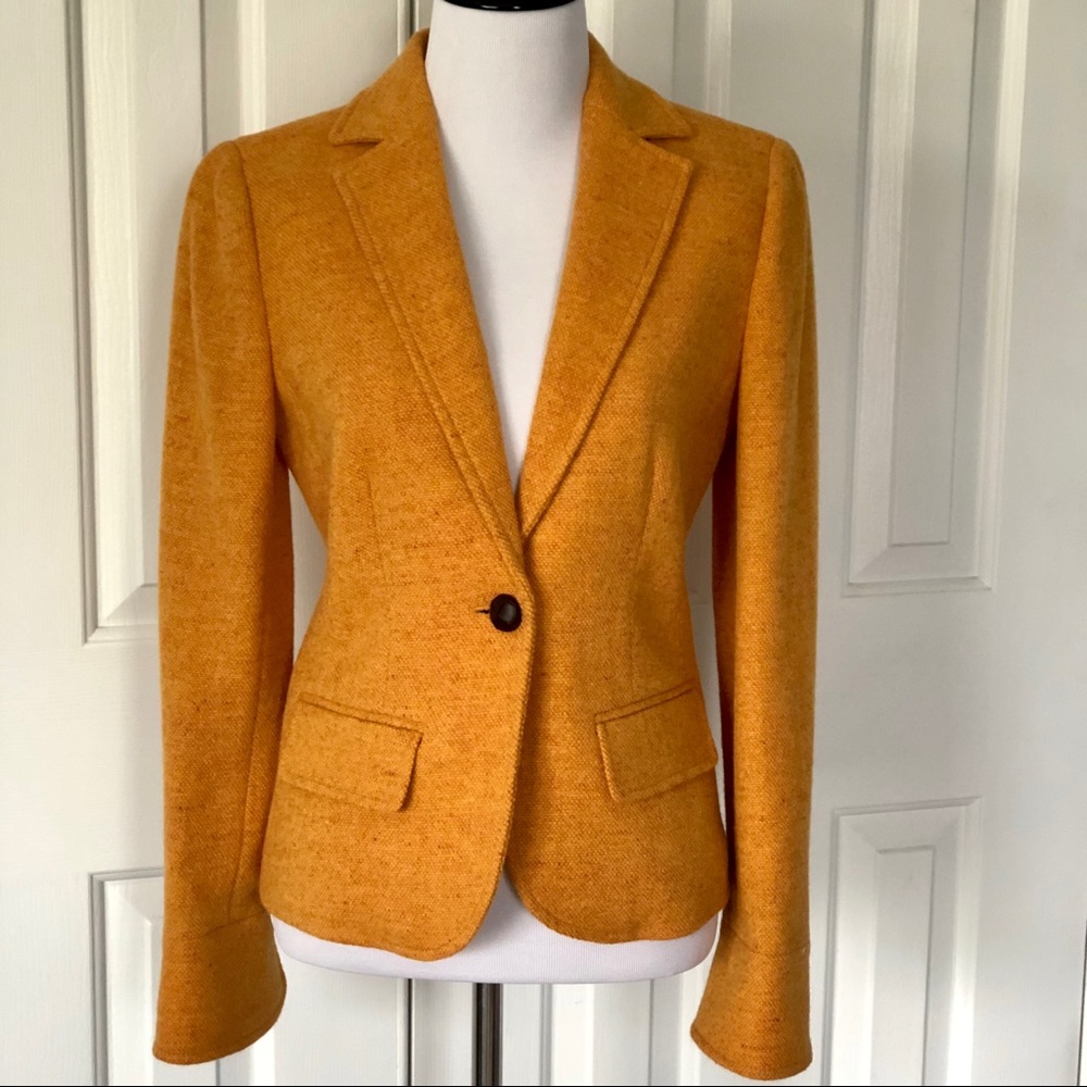 NWOT J. Crew Wool Blazer Mustard Yellow Tweed 0